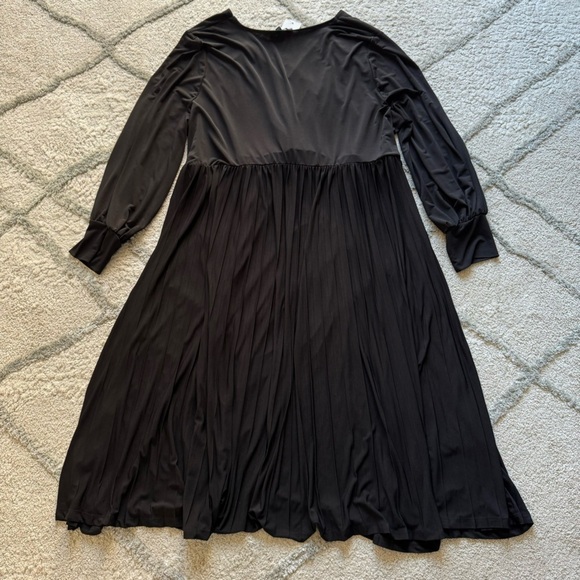 Eloquii Knot Front Pleated Skirt Dress Black Stretch Knit Jersey 28 new - Picture 11 of 11